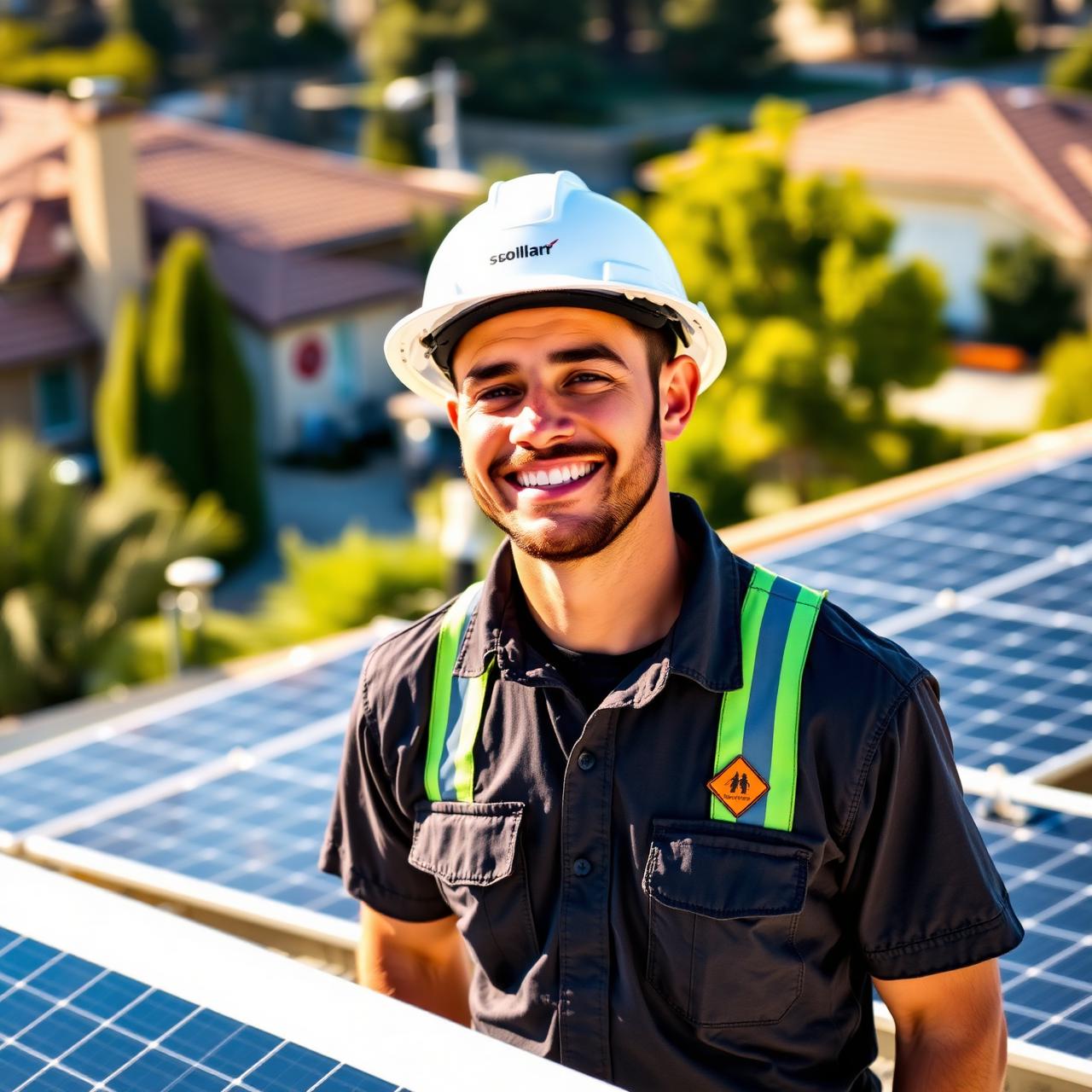Local solar installation crew member